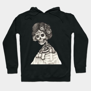 Female skeleton fancy fashion model day of the dead. Hoodie